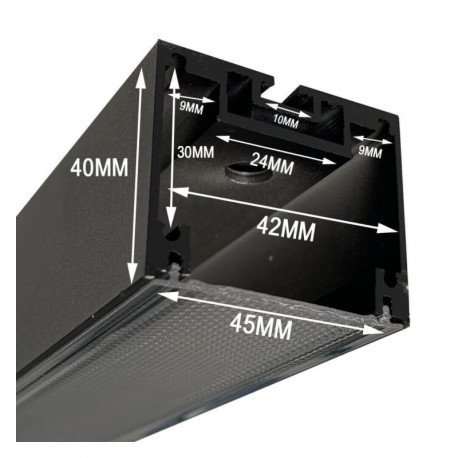 LED Aluminum Profile Black POTSDAM 195cm UGR17 Microprism