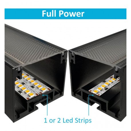 Perfil LED aluminio negro POTSDAM 195cm UGR17 microprisma