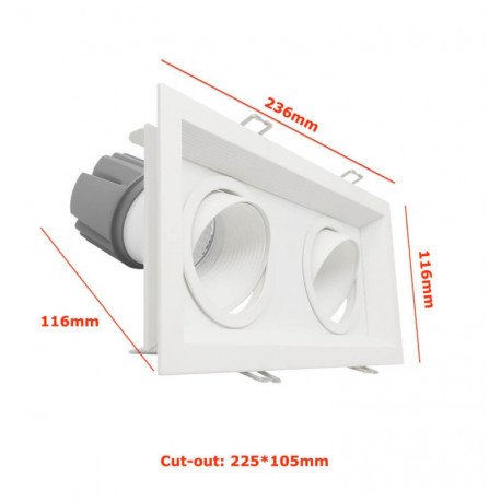 Downlight led 30W directioneel dubbel wit CRI+92 UGR13