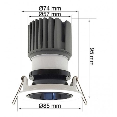 Downlight led 15W directioneel CRI+92 UGR13 wit/zwart