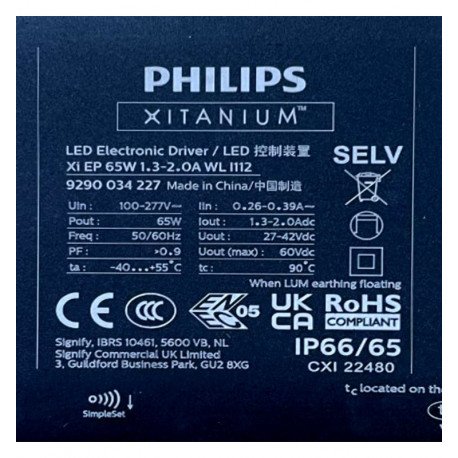 Driver LED programmeerbaar Philips Xitanium Essential 65W