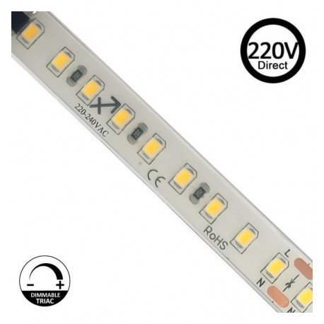 Tira LED 220V 14W/m IP67 para interior, 20m, corte cada 10cm