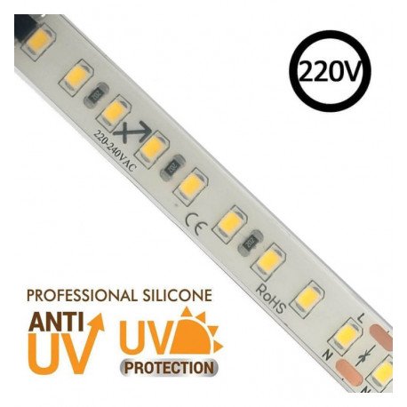 Tira LED 220V 14W/m IP67 para interior, 20m, corte cada 10cm