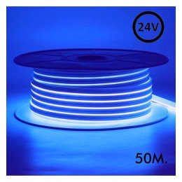 LED neonstrip 24V 8W/m flexibel blauw, op rol 50 m