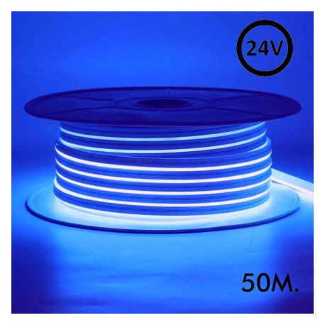 LED neonstrip 24V 8W/m flexibel blauw, op rol 50 m
