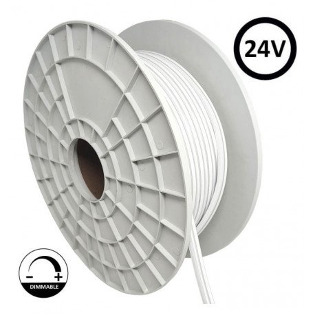 Tira Neón LED 24V 8W/m flexible para decoración azul, bobina 50m