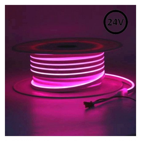 Tira de Neón LED Flexible 24V 8W/m para decoración rosa
