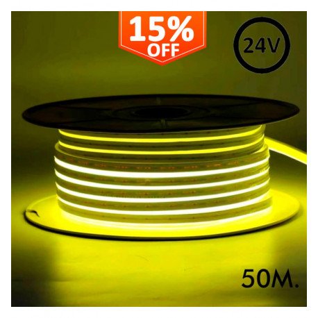 LED neonstrip flexibele 24V 8W/m 50 m geel