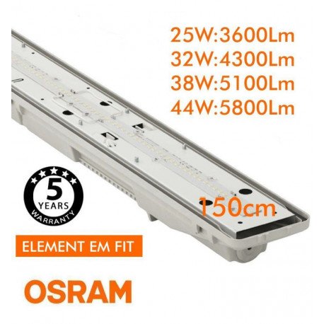 LED Armatuur waterdicht  150cm OSRAM driver instelbaar 25-44W