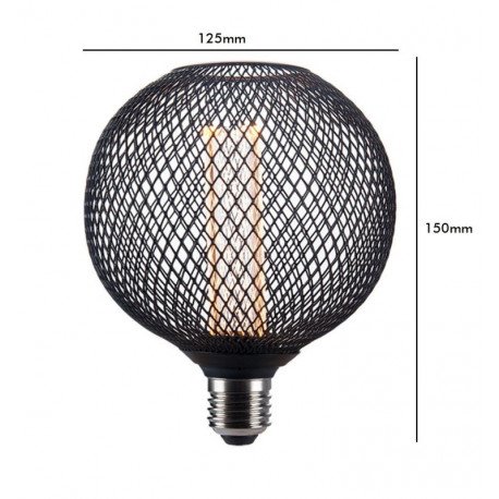 ledlamp 4W E27 G125 dimbaar modern metal zwart