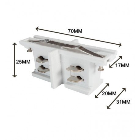 Rechte I-connector voor driefase rail