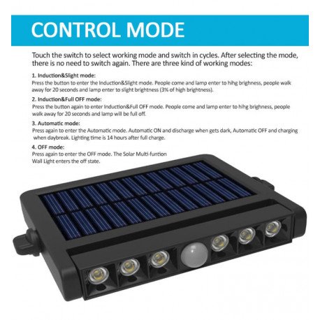 Wandlamp led solar 5W draaibaar met bewegingssensor 4000K