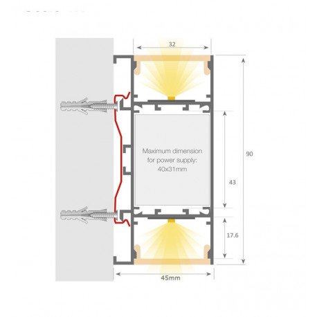 Wandlamp led lineair OULU wit IP54 voor wand