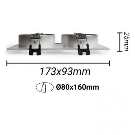 Dubbel draaibare inbouwspot wit voor 2x GU10 (interieur)