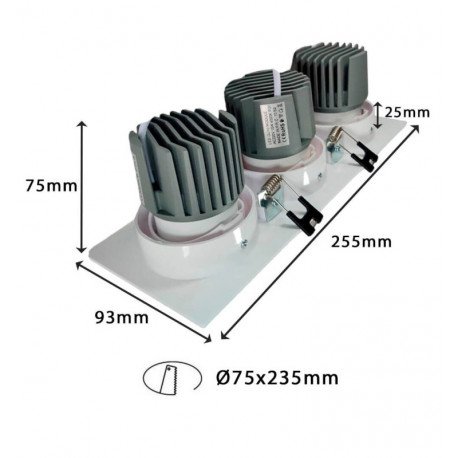 Downlight led 45W directioneel triple wit CRI+92 UGR13