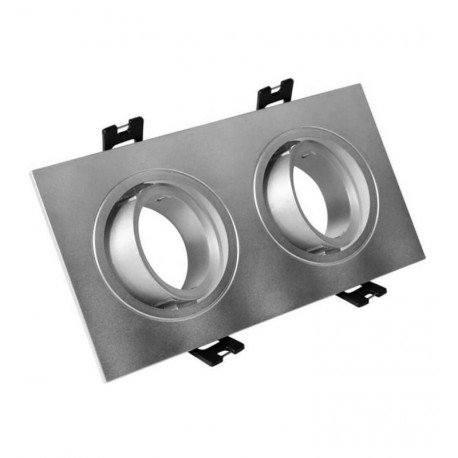 Downlight LED Aro Marco PLATA doble orientable para GU10