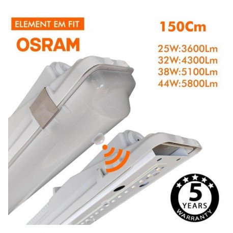 Led-buis waterdicht met PIR-sensor 25W-44W 150 cm IP66