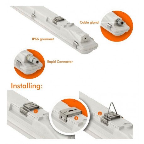 Tubo LED estanco con sensor PIR 25W-44W 150cm IP66