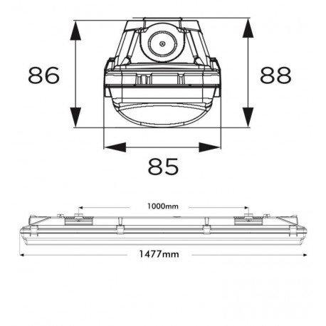 Led-buis waterdicht met PIR-sensor 25W-44W 150 cm IP66