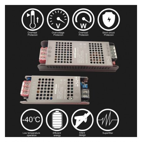 Voeding 12V 60W voor ledstrips 5A aluminium IP20