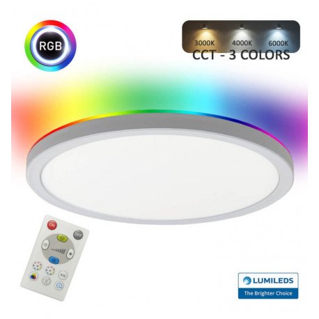 Plafón LED 18W RGB+CCT con control remoto y chip Lumileds