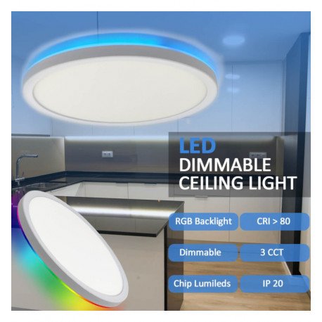 LED Ceiling Light 18W RGB+CCT with Remote (Lumileds)