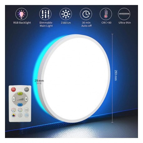LED Ceiling Light 18W RGB+CCT with Remote (Lumileds)