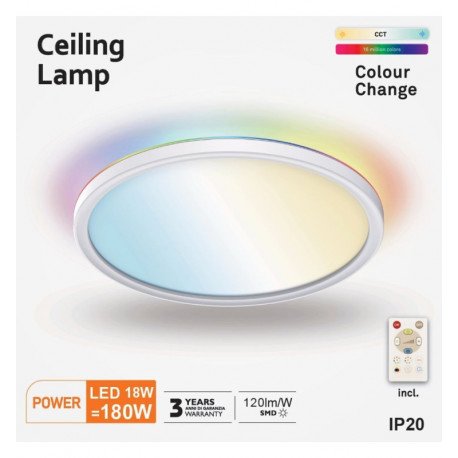 LED Ceiling Light 18W RGB+CCT with Remote (Lumileds)
