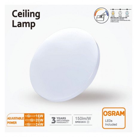 Opbouw plafond-led 24W CCT OSRAM chip selector 24/20/16W