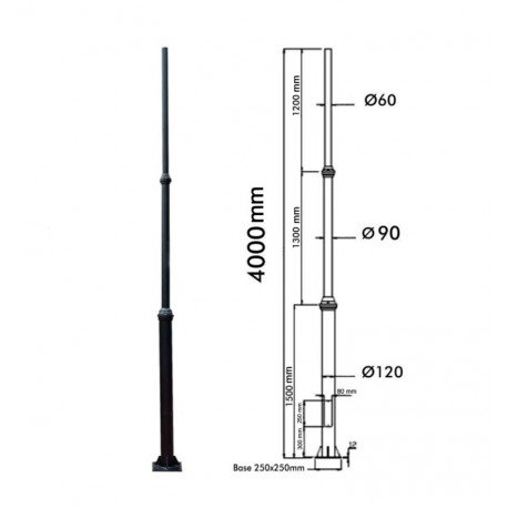 LED Street Light Telescopic Aluminum Column 4 m