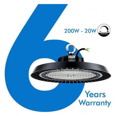 Campana LED 200W UFO industrial 1-10V regulable 170 lm/W