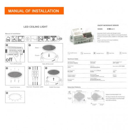 Plafón LED Detector Radar 24W 20W 16W CCT 2700K