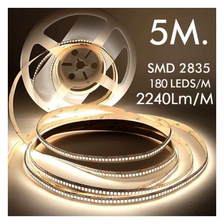 Ledstrip 24V 16W/m SMD2835 182 LED/m 5m IP20 (interieur)