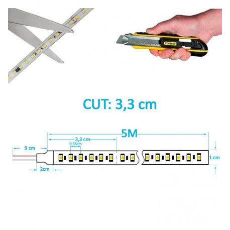 Ledstrip 24V 16W/m SMD2835 182 LED/m 5m IP20 (interieur)