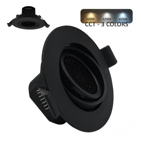 LED Downlight 7W Black Circular UGR19 CCT Selectable