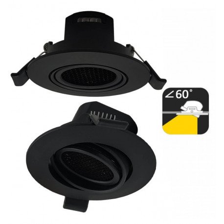 Downlight led 7W rond zwart kantelbaar UGR19 CCT