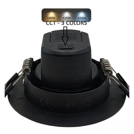 LED Downlight 7W Black Circular UGR19 CCT Selectable