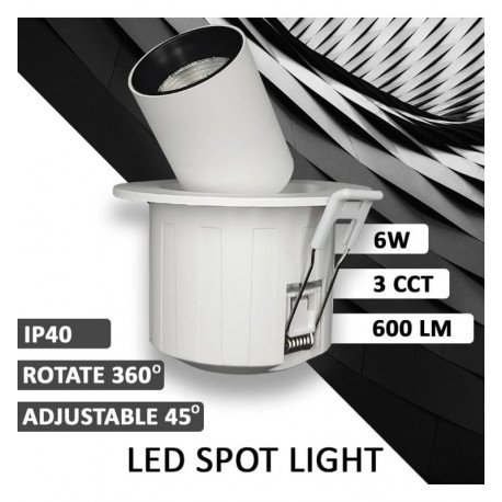 Downlight LED 6W empotrable periscópico direccionable CCT