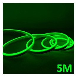 Groene neon-LED strip 5 m 12V, snijbaar elke 2,5 cm, IP65