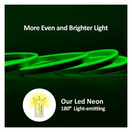 Groene neon-LED strip 5 m 12V, snijbaar elke 2,5 cm, IP65