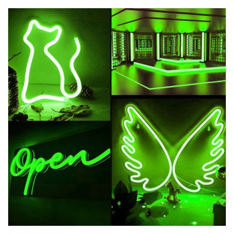 Groene neon-LED strip 5 m 12V, snijbaar elke 2,5 cm, IP65