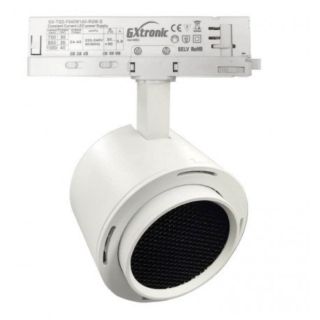Led schijnwerper trifasisch 30-40W rail ROMA met optiek 24º-60º UGR13