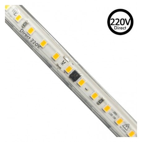 Ledstrip 220V 10W/m IP65 10cm knip CRI90 120 leds/m