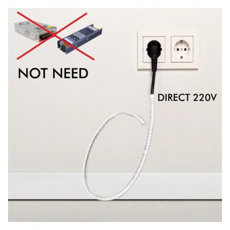 Tira LED 220V 10W/m IP65 corte 10cm CRI90 120LED/m
