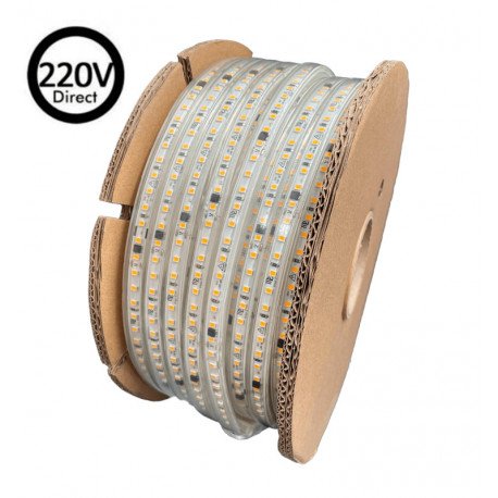 Ledstrip 220V 10W/m IP65 10cm knip CRI90 120 leds/m