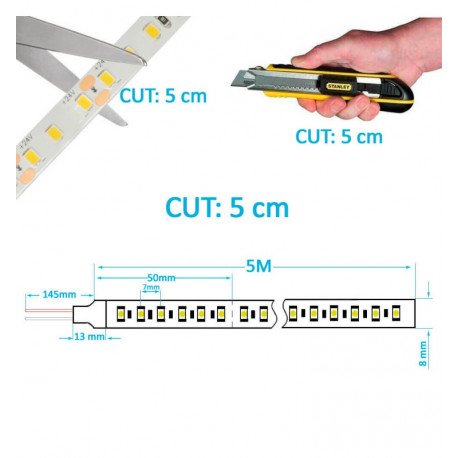 Ledstrip 24V 11W/m CRI98 140 led/m SMD2835 5m IP20