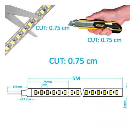 Ledstrip 24V 11W/m SMD2835 130 led/m CRI93 IP20