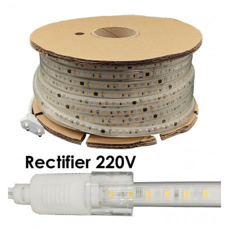Ledstrip 220V 8W/m IP65 voor binnen en buiten, 50m