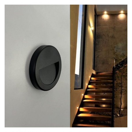 LED balisa Slim 3W rond zwart IP65 voor buiten