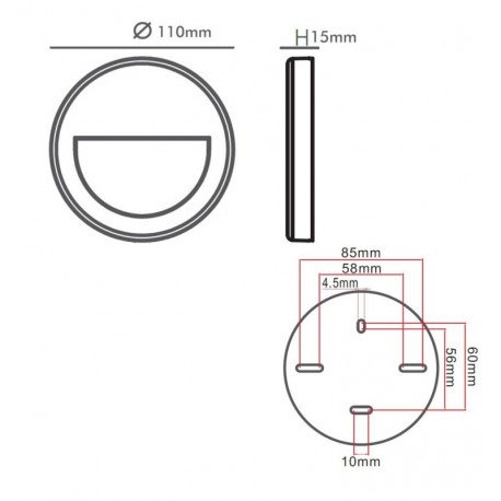 LED balisa Slim 3W rond zwart IP65 voor buiten